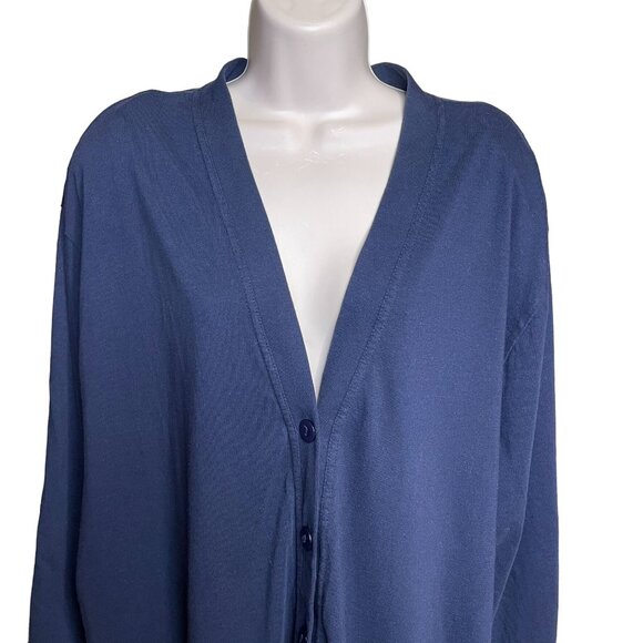 Just My Size Womens Blue Cardigan Sweater Long Sleeve Plus Size 3X u Shoulder Pa - Picture 2 of 8